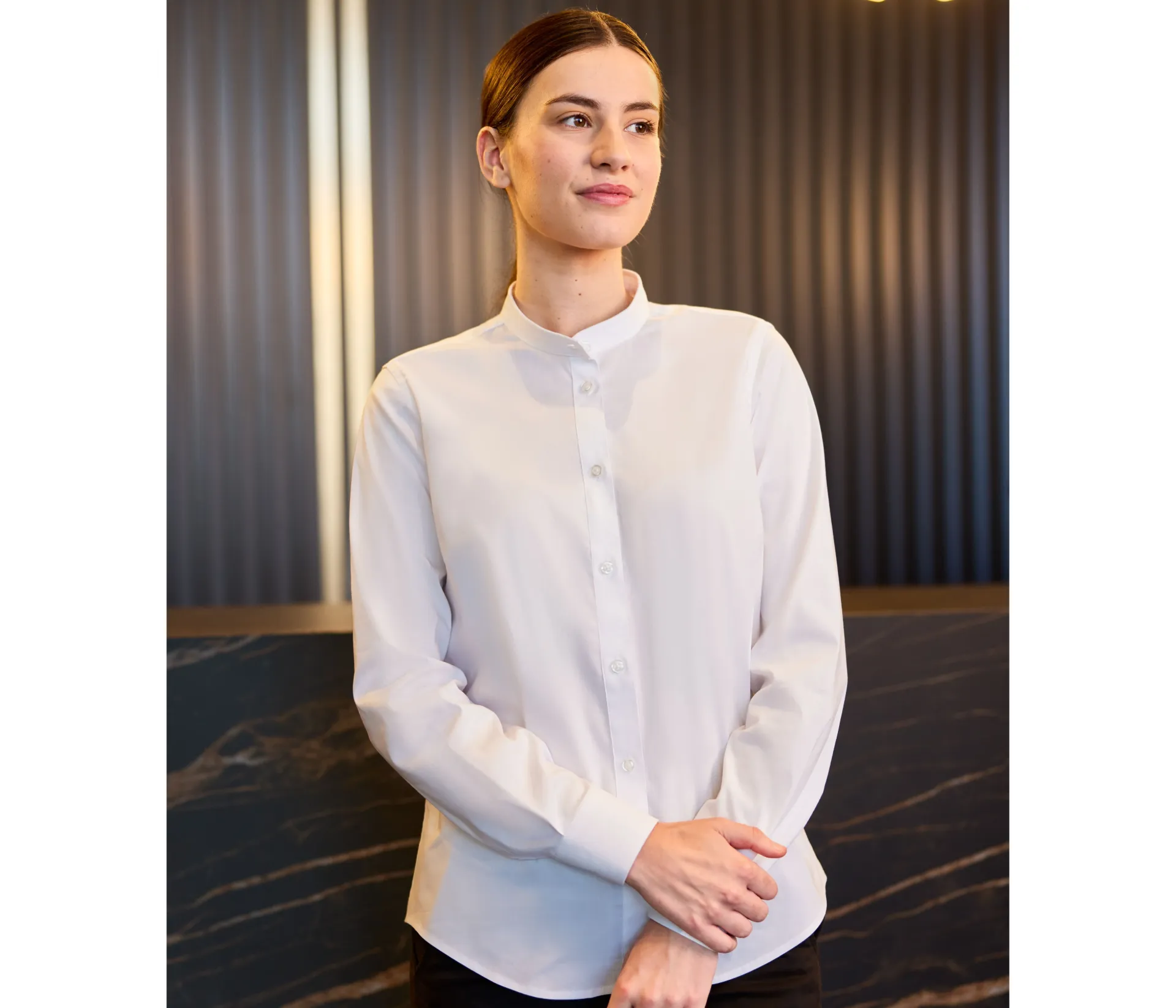 ELAN-CHEMISE ML COL MAO FEMME