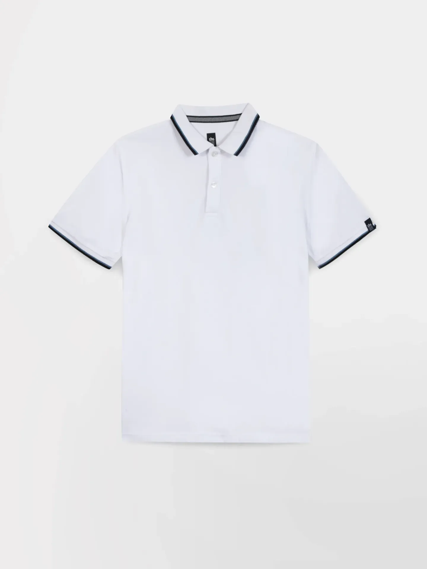[25TB00035] PROEVYN-POLO MC LISERÉ HOMME (Blanc, S)