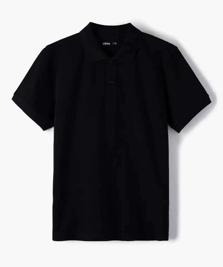 [25GE00004] DASTIN-POLO MC UNI 2 BOUTONS JUNIOR NOIR (14 ANS)