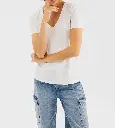 REOBO-TEE-SHIRT MC COL V FEMME BLANC