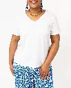 RABORD-TEE-SHIRT MC COL V FEMME BLANC