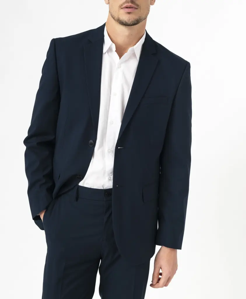 QOBO-VESTE COSTUME COUPE DROITE HOMME BLEU