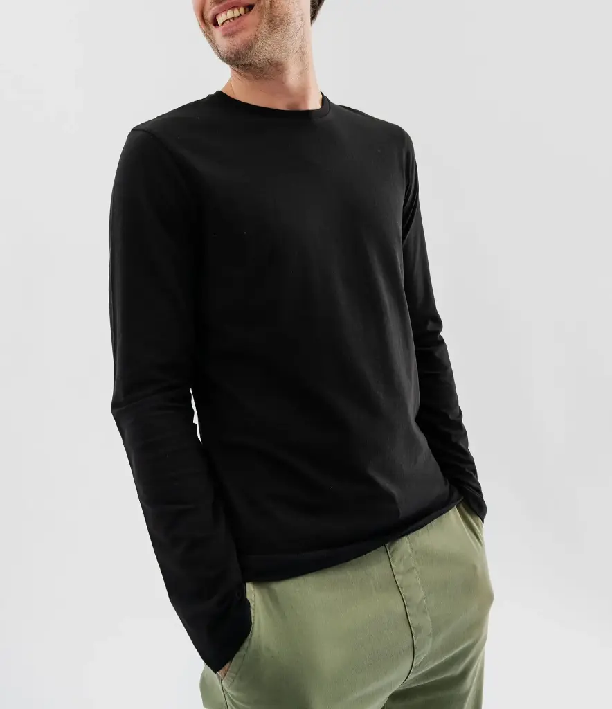 OKATIMI-TEE-SHIRT ML COL ROND HOMME NOIR