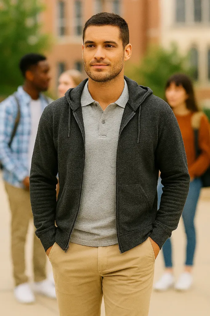 PADE-SWEAT HOODED ZIPPÉ HOMME GRIS