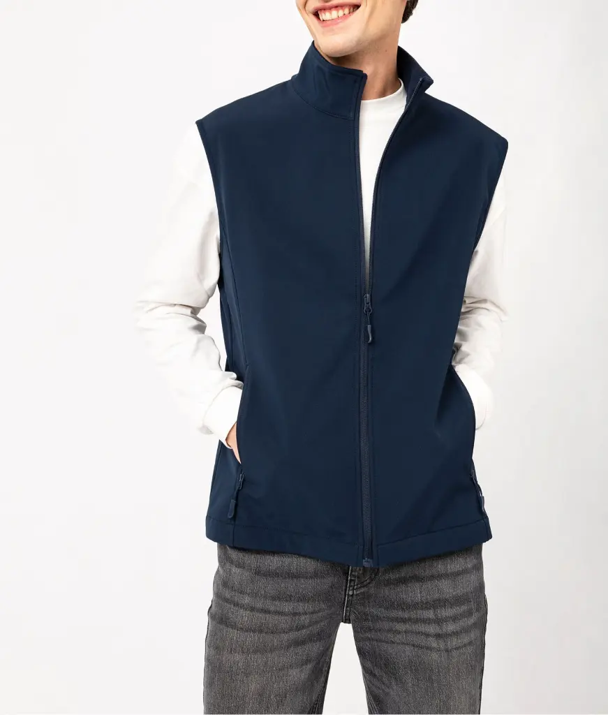 VECAN-BODYWARMER SOFTSHELL UNISEXE BLEU (XS)