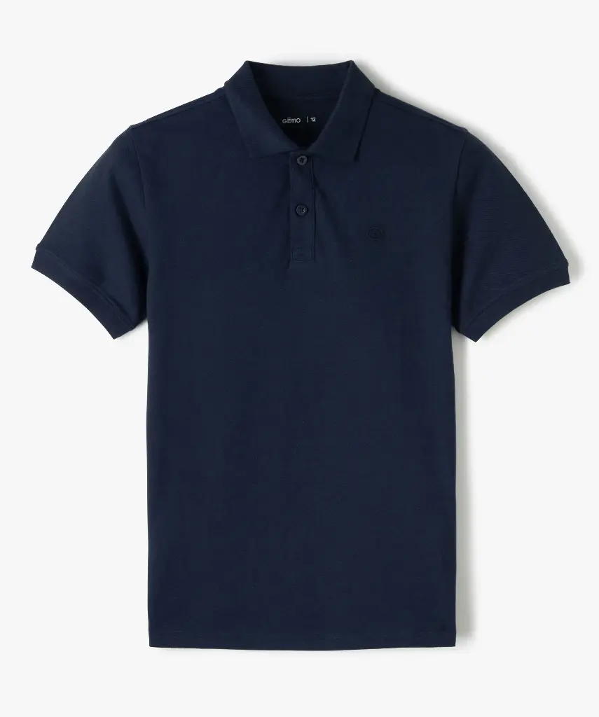 [25GE00003] DASTIN-POLO MC UNI 2 BOUTONS JUNIOR BLEU (12 ANS)