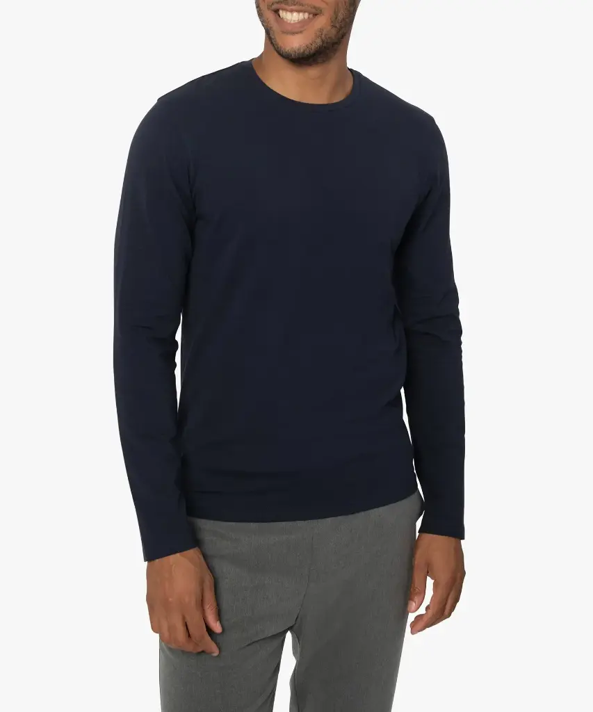 [25GE00035] OKATIMI-TEE-SHIRT ML COL ROND HOMME BLEU (S)