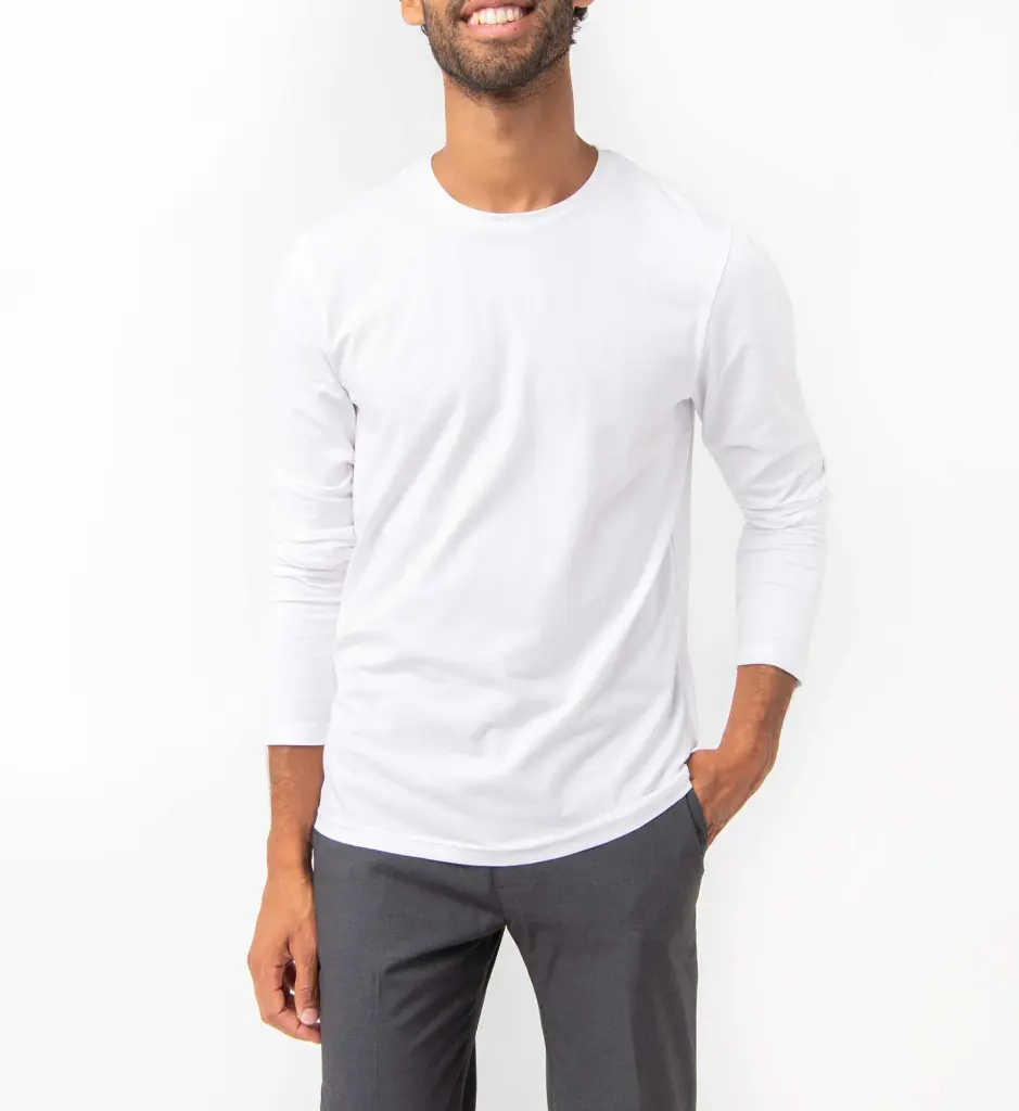 OKATIMI-TEE-SHIRT ML COL ROND HOMME BLANC