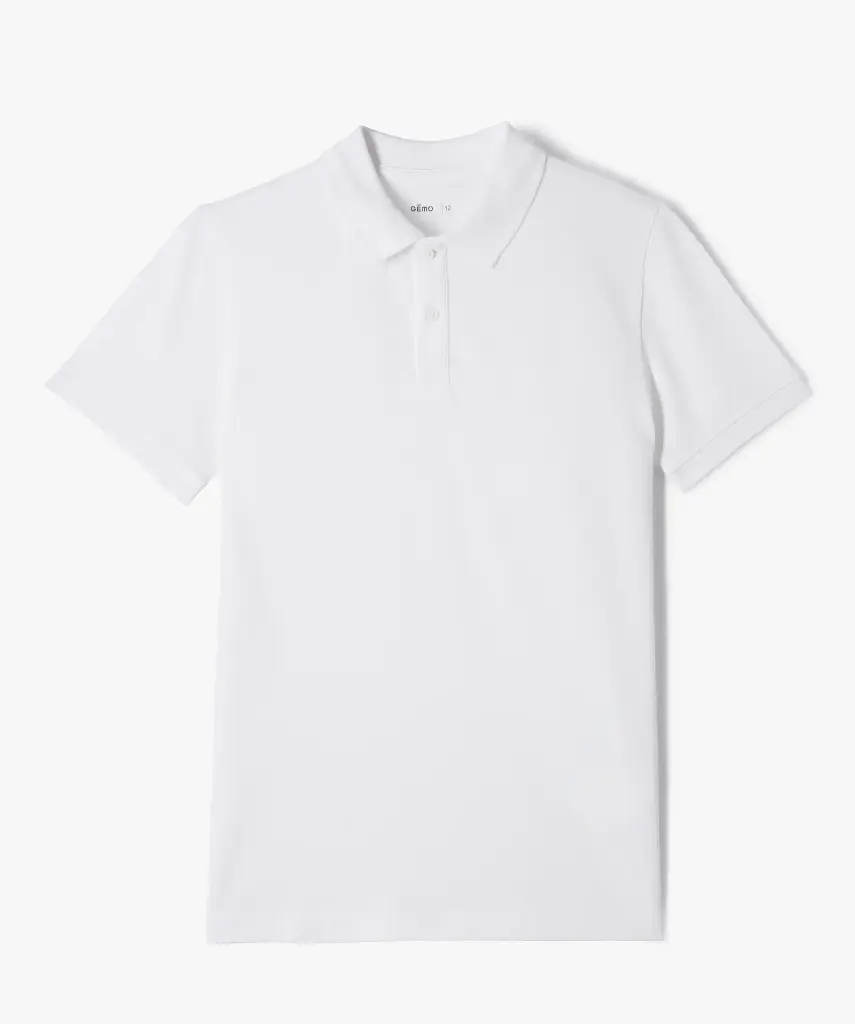 [25GE00002] DASTIN-POLO MC UNI 2 BOUTONS JUNIOR BLANC (6 ans)