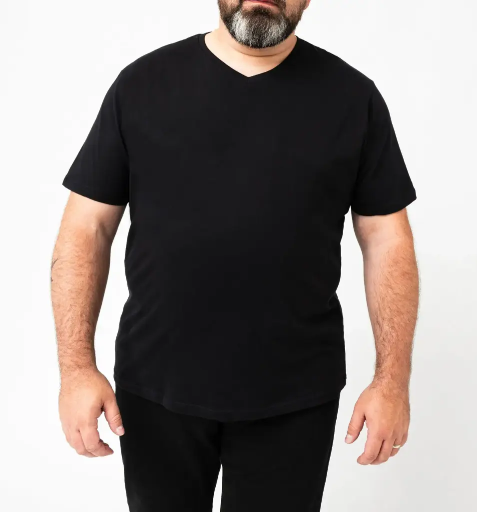 POADERA-TEE-SHIRT MC COL V HOMME NOIR (S)