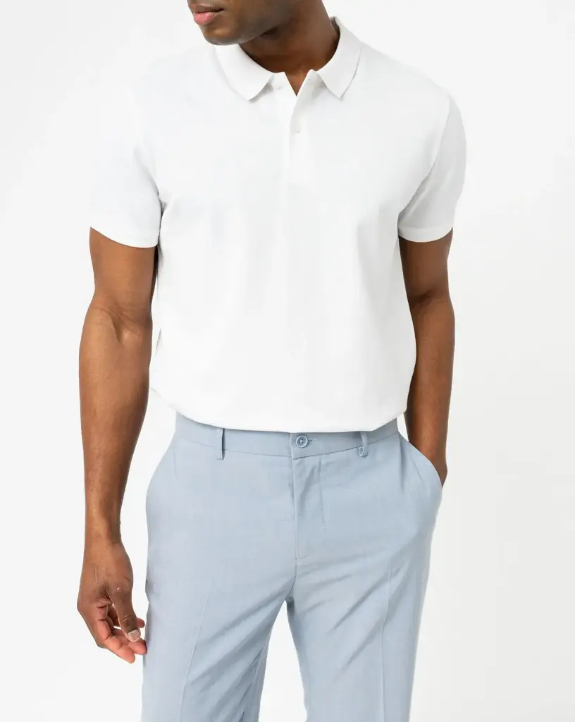 PONABOLO210-POLO MC UNI 2 BOUTONS HOMME BLANC