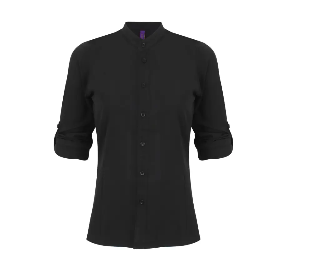 [26IMHY593] MANDARINE-CHEMISE ML COL MAO FEMME (S)