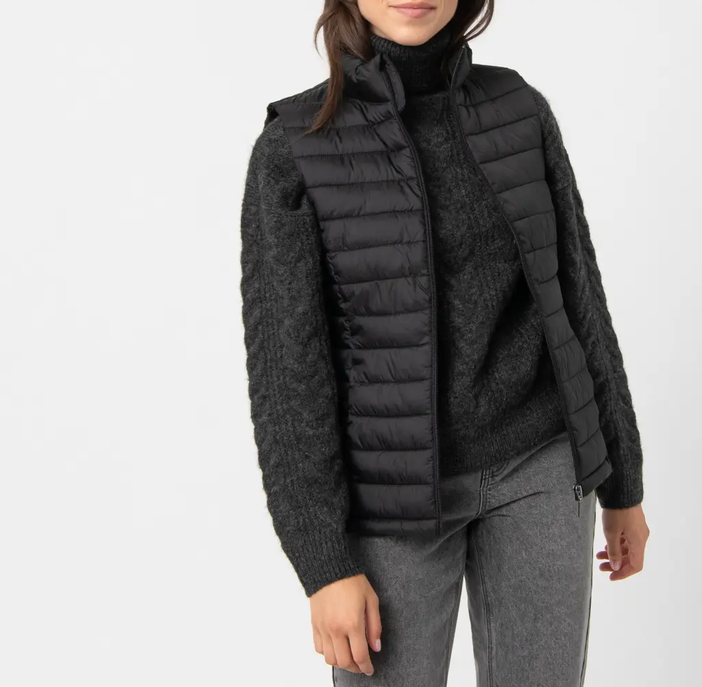 QABOLA-BODYWARMER MATELASSÉ FEMME NOIR