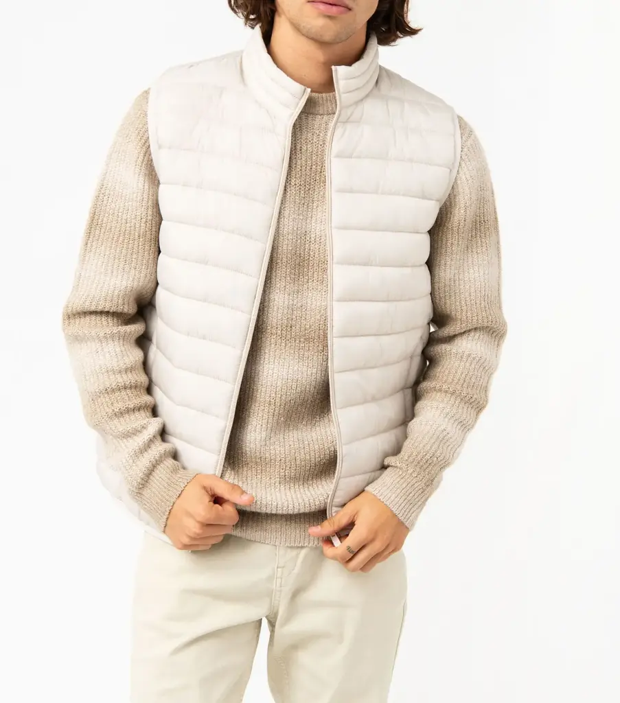 QIJOU-BODYWARMER MATELASSÉ HOMME ECRUE20261314 (S)