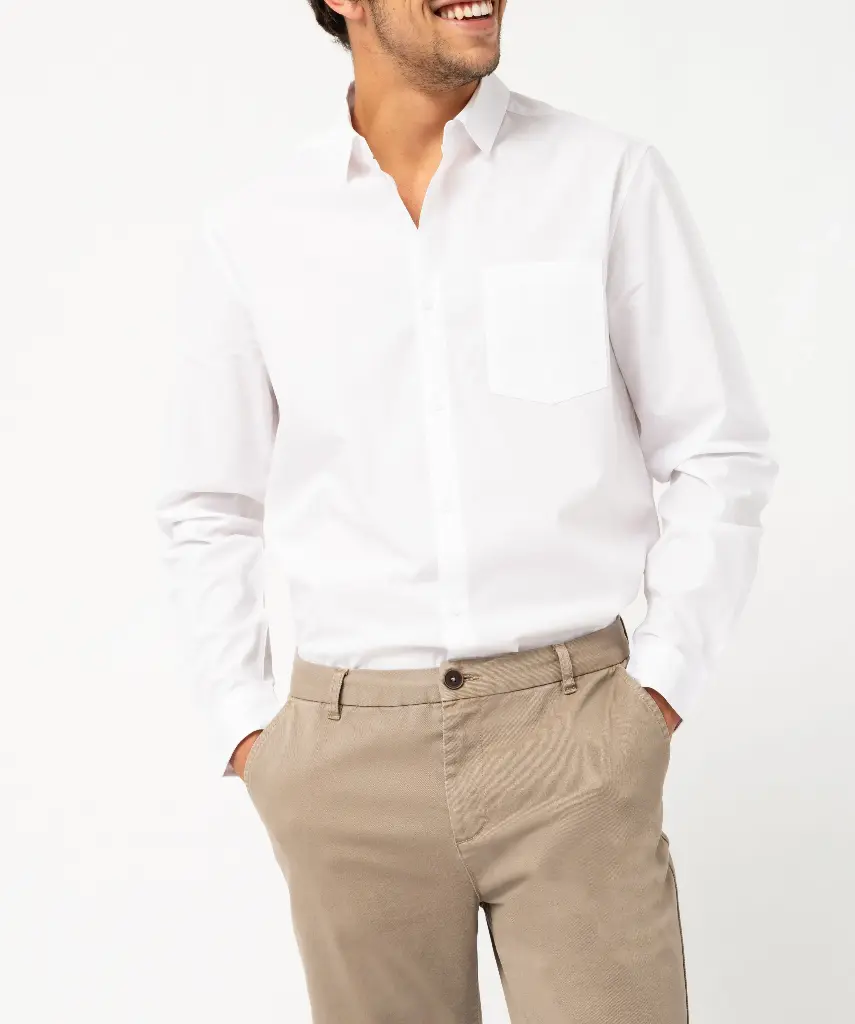 QISE-CHEMISE ML COL CLASSIQUE HOMME BLANC20261314 (S)
