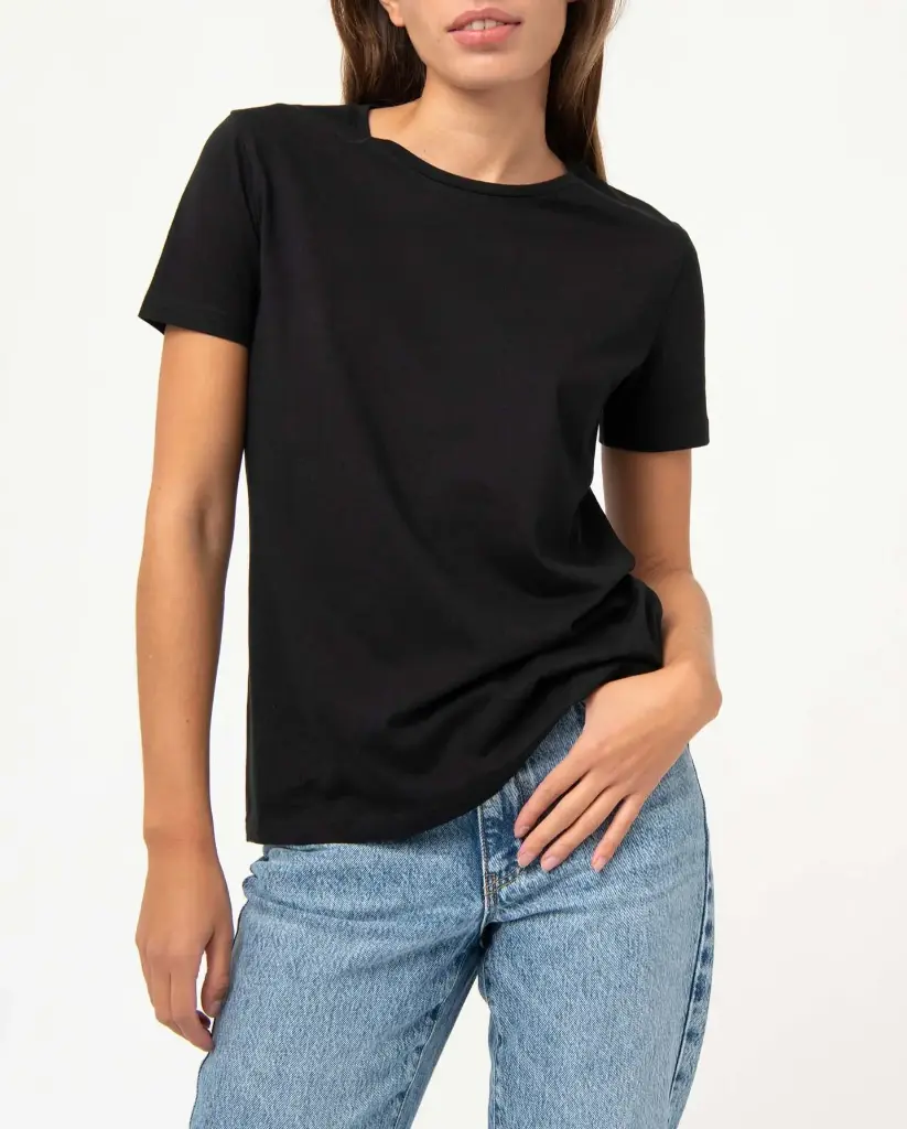 RALADE-TEE-SHIRT MC COL ROND FEMME NOIR