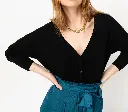 SATELA-GILET COL V FEMME NOIR